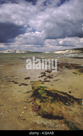 Compton und Freshwater Bay gesehen von Brook Bay Isle Of Wight England UK Stockfoto