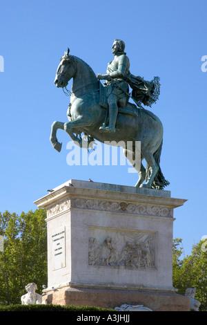 König Philip IV Statue, Plaza de Oriente, Madrid, Spanien Stockfoto