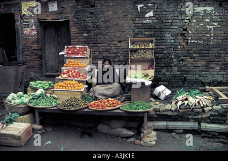 Berge von Obst und Gemüse Markt Stadt Kathmandu-nepal Stockfoto