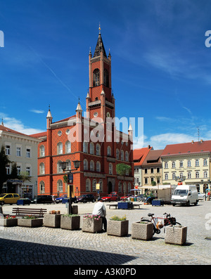 Marktplatz Mit Renaissancerathaus Und Buergerhaeusern in Kamenz Stockfoto