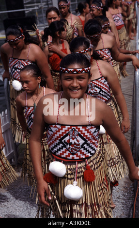 Maori-Kinder. Ngaruawahia Maori Regatta. Waikato, Nordinsel, Neuseeland Stockfoto