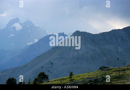 Panoramablick auf einer Bergkette Granon pass Alpen Frankreich Stockfoto