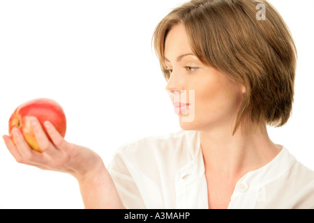 Prüfung Frau Apfel Stockfoto