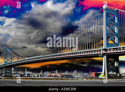 Benjamin Franklin Brücke über Delaware River verbinden Philadelphia & Camden NJ New Jersey Stockfoto