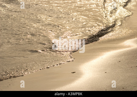 Strand in der Abenddämmerung mit goldenen Reflexion Stockfoto