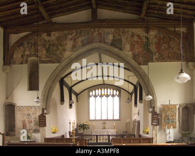 Oxfordshire Combe Longa in der Nähe von Woodstock St Laurences Kirche mittelalterlicher Wandmalerei über dem Schiff Stockfoto