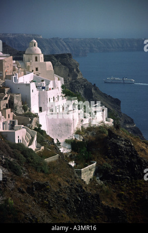 Späten Nachmittag Licht Griechenland Kykladen Inseln Santorini Thira Stadt Fira Stockfoto