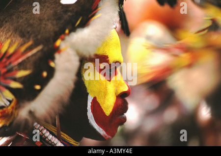 Ein Huli Wigman von Tari im südlichen Hochland von Papua-Neu-Guinea Stockfoto