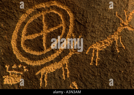 Petroglyphen an Zeitung Rock, Utah Stockfoto