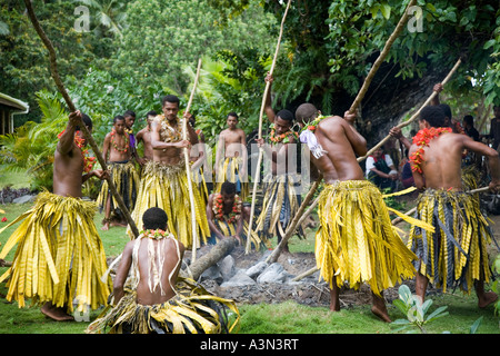 Insel Beqa Hause von Firewalkers Fidschi Melanesien South Pacific Stockfoto