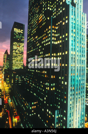 New York City Rockefeller Center: Luftaufnahme von Midtown manhattan. The Comcast Building (30 Rockefeller Plaza), (30 Rock), (GE Building), (RCA Building) Stockfoto