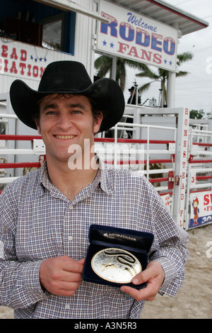 Miami Florida, Homestead, Championship Rodeo, Bull Rider, Riders, Cowboy, Award, Medaille, Gürtelschnalle, FL060130505 Stockfoto