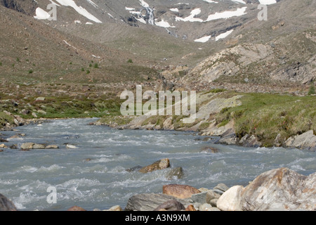 Plimabach Fluss im oberen Martelltal Stockfoto