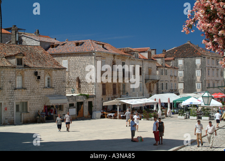 Schöne Aussicht auf St. Stephens Platz in Hvar Stadt Insel Hvar Kroatien Stockfoto