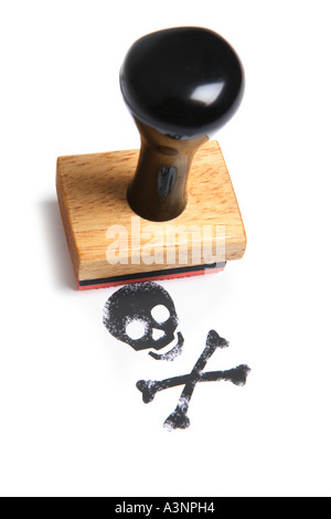 Schädel und gekreuzten Knochen-Stempel Stockfoto