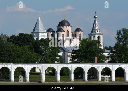 Sankt Nikolaus Kathedrale auf die Yaroslav Court in Weliki Nowgorod, Russland. Stockfoto