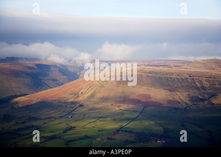 Jammertal Edale gesehen von Mam Tor in der Nähe von Castleton in Derbyshire Stockfoto