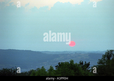 Sonnenuntergang in den Dunajec-Tal, Polen Stockfoto