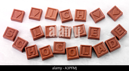 ICH LIEBE SCHOCOLADE ICH LIEBE SCHOKOLADE DEUTSCHE SCHOKOLADE Stockfoto