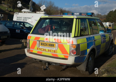 Polizei-Range Rover im Ereignisfall Stockfoto