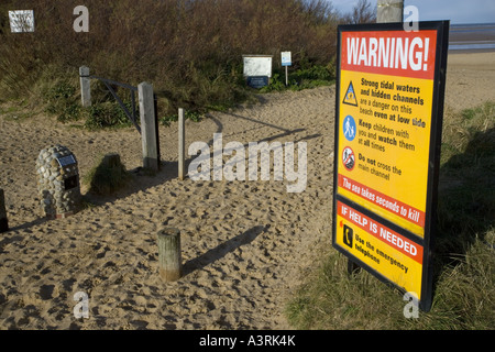 Gefahr Zeichen Brancaster Norfolk Stockfoto