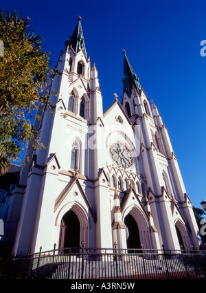 St. Johannes der Täufer, Kathedrale, Lafayette Square, Savannah, Georgia USA Stockfoto