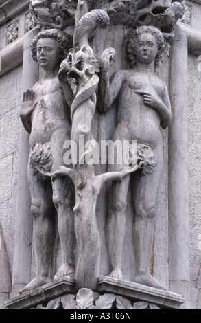 Dogenpalast, Adam und Eve Statue Detail, Venedig, Italien Stockfoto