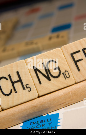 WELSH scrabble Spiel mit doppelten Kennbuchstaben Fliesen Digraphen Stockfoto