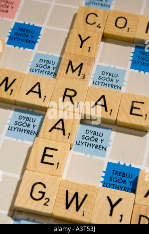 Die walisische Sprachversion von Scrabble Wort Brettspiel Stockfoto