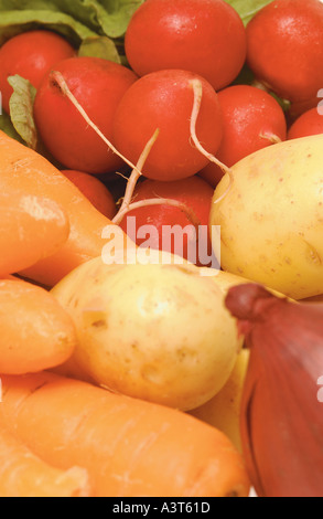 Nahaufnahme von frisch gepflückten rohen Gemüse Gemüse Stockfoto