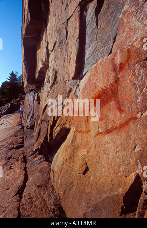 Agawa Rock Piktogramme, Lake Superior Provincial Park, Ontario, Kanada Stockfoto