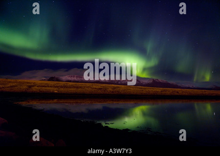 Aurora Borealis, Nordlicht, Island, Mt Esja, Island Stockfoto