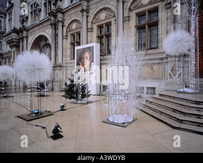 Weihnachten Dekoration im Hôtel de Ville, Paris. Stockfoto