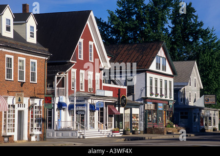 HAUPTSTRAßE VON NORTH CONWAY, NEW HAMPSHIRE. SOMMER. Stockfoto