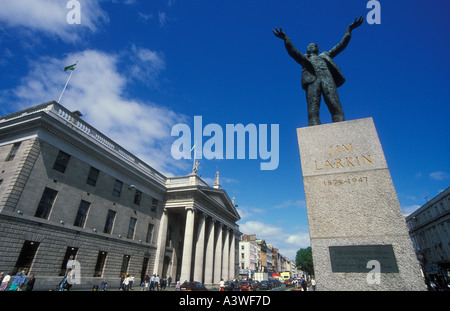 Statue von Jim Larkin außerhalb der General Post Office O Connell Street Dublin Irland Irland EU Europa eye35.com Stockfoto