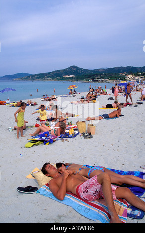 der Strand bei I Lle Rousse Korsika Frankreich Stockfoto