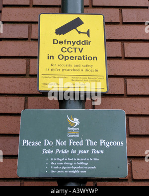 CCTV-Kamera Zeichen Newport Bus Station South Wales Stockfoto