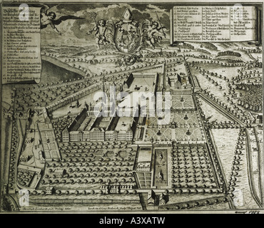 Reise/Geographie, Deutschland, Kirchen und Konvente, Kloster der Cisterciszisters, Übersicht, Idealplan von Christoph Lienhart und Jakob Andreas Friedrich, 1708, Stockfoto