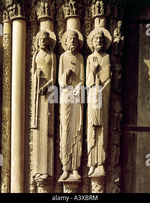 Geographie/Reisen, Frankreich, Chartres, Kirchen und Klöster, die Kathedrale Notre-Dame, Außenansicht, Westportal, Kingœ s Portal, Stockfoto