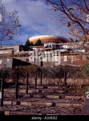 Gasometer gesehen über Taube Crees, Newcastle Upon Tyne, Tyne und Abnutzung, England, UK. Stockfoto