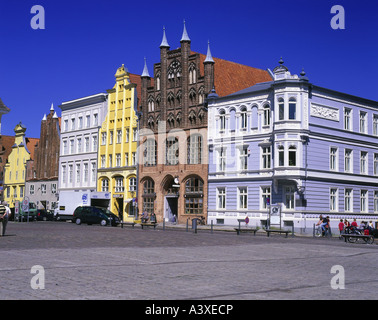 Geographie / Reisen, Deutschland, Mecklenburg-Vorpommern, Stralsund, Märkte, Alter Markt mit Wulflamhaus, gebaut: 1370, Exter Stockfoto