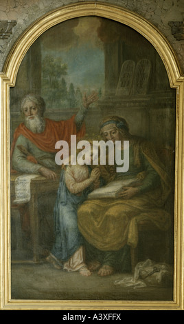 "Bildende Kunst, Brugger, Andreas, (1737-1812), Malerei,"Unterricht der Heiligen Maria", ca. 1808 / 1811, Altarbild, Rechte Seite Stockfoto