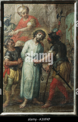 "Bildende Kunst, Brugger, Andreas, (1737-1812), Malerei,"Bonding Christi", ca. 1805 / 1810, 1 Station des Kreuzweges, Stockfoto