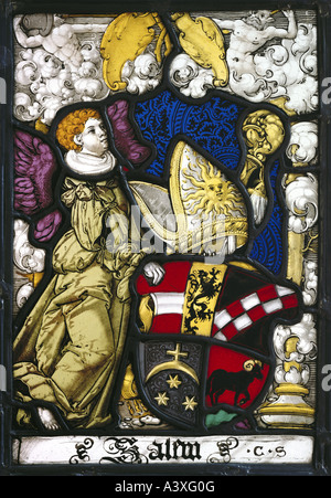 Heraldik, Wappen, Deutschland, Salemer Kaiserabteien, Glasgemälde von Christophorus Stimmer, 1524, Stockfoto