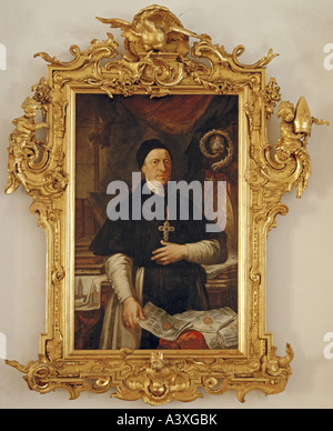 Schwab, Anselm, + 1778, deutscher Geistlicher, Prinz Abt des Klosters Salem 1746-1778, Malerei aus dem 18. Jahrhundert, Bibliothek, Salem-Besetzung Stockfoto