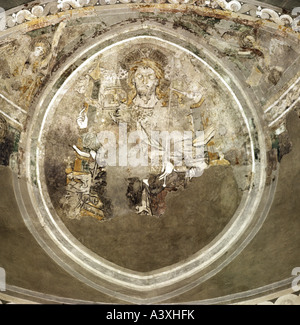 Bildende Kunst, religiöse Kunst, Jesus Christus als Richter der Welt, Malerei, Fresko, 13. Jahrhundert, St.-Andreas Kirche, Soest - O Stockfoto