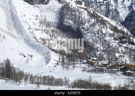 Lawinenverbauung Val D'Isere aus West-Savoie-Frankreich Stockfoto