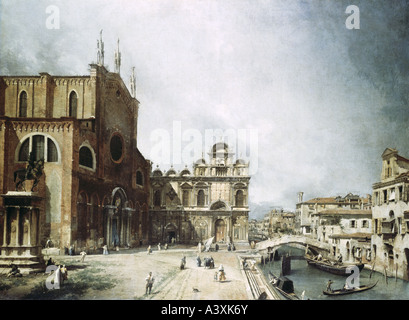 "Fine Arts, Canale, Giovanni Antonio, genannt Canaletto, (1697-1768), Malerei, ' Santi Giovanni e Paolo und der Schule San Marino Stockfoto