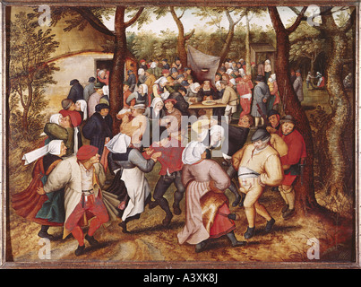 "Fine Arts, Brueghel, Pieter der jüngere (1564-1638), Malerei,"ländliche Hochzeit", Museum der bildenden Künste, Gent, historische, Stockfoto