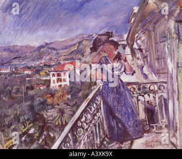 "Fine Arts, Corinth, Lovis, (1858-1925), Malerei,"Auf Dem Balkon in Bordighera", ("auf dem Balkon in Bordighera"), 1912, Stockfoto